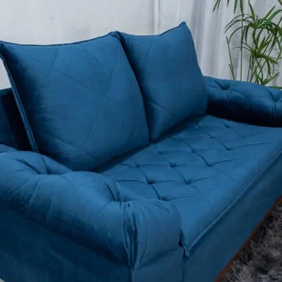 Sofá 3 e 2 Lugares Bruxelas Azul