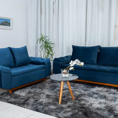 Sofá 3 e 2 Lugares Bruxelas Azul