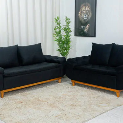 Sofá 3 e 2 lugares Bélgica Preto