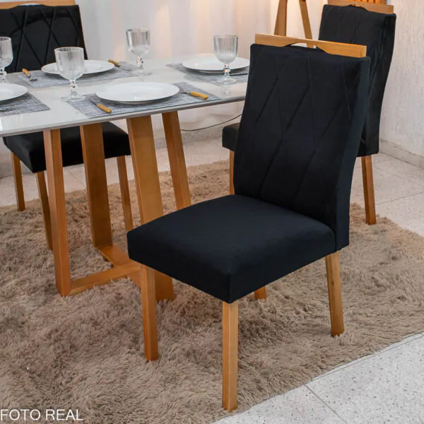 Mesa Pedro Mel Tampo Off 120×80 4 Cadeiras Lisboa Assento Veludo - Imagem 9