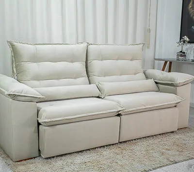 Sofá Retrátil Reclinável SV 2.00m bege
