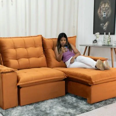 Sofá Retrátil Reclinável Olímpia 2.50m Terracota