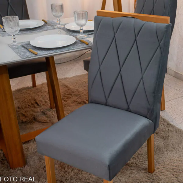 Mesa de Jantar Pedro Mel Tampo Off 160×80 6 Cadeiras Lisboa Assento Veludo - Imagem 19