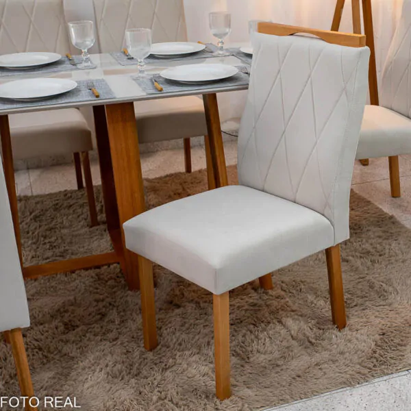 Mesa de Jantar Pedro Mel Tampo Off 160×80 6 Cadeiras Lisboa Assento Veludo - Imagem 9