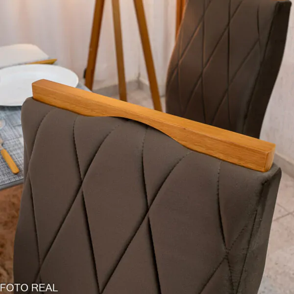 Mesa de Jantar Pedro Mel Tampo Off 160×80 6 Cadeiras Lisboa Assento Veludo - Imagem 7