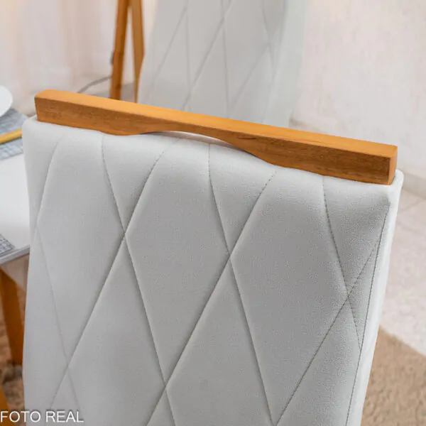Mesa de Jantar Pedro Mel Tampo Vidro Off 90×90 4 Cadeiras Lisboa Veludo - Imagem 13