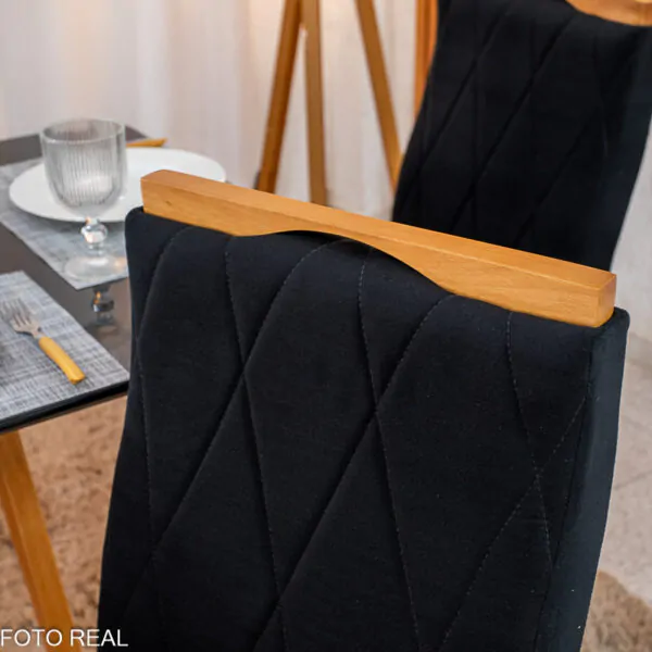 Mesa de Jantar Pedro Mel Tampo Vidro Preto 120×80 4 Cadeiras Lisboa Veludo - Imagem 8