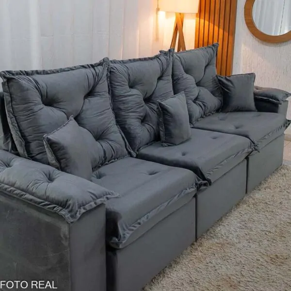 Sofá Retrátil Reclinável Lisboa 2.70m Veludo - Imagem 7