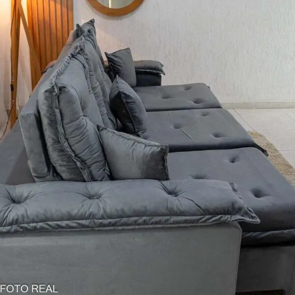 Sofá Retrátil Reclinável Lisboa 2.70m Veludo - Imagem 9