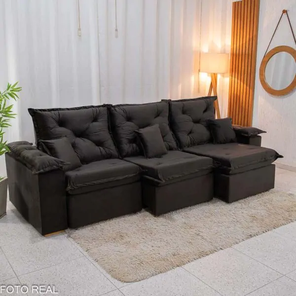 Sofá Retrátil Reclinável Lisboa 2.70m Veludo - Imagem 6
