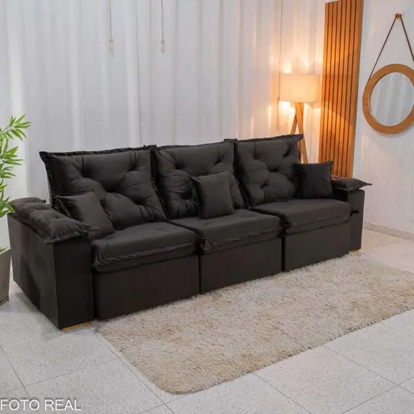 Sofá Retrátil Reclinável Lisboa 2.70m Veludo - Imagem 3