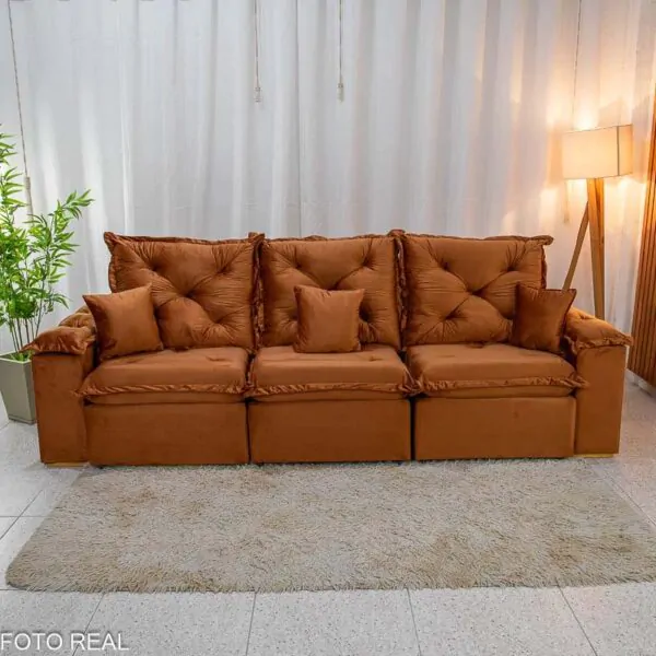 Sofá Retrátil Reclinável Lisboa 2.70m Veludo - Imagem 4