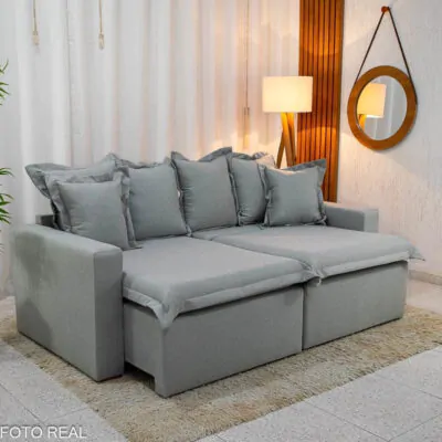 Sofá Retrátil e Cama Itália 2.10m Linho - Sem Caixa