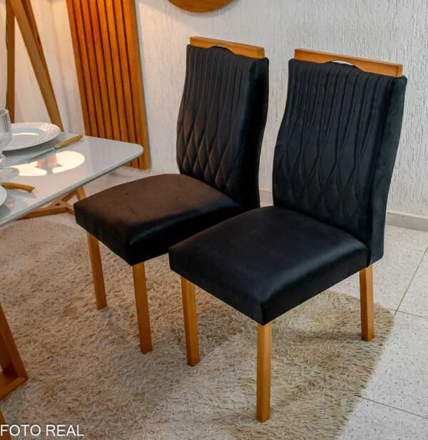 Mesa Pedro Mel Tampo Off 120×80 4 Cadeiras Genova Assento Veludo - Imagem 6