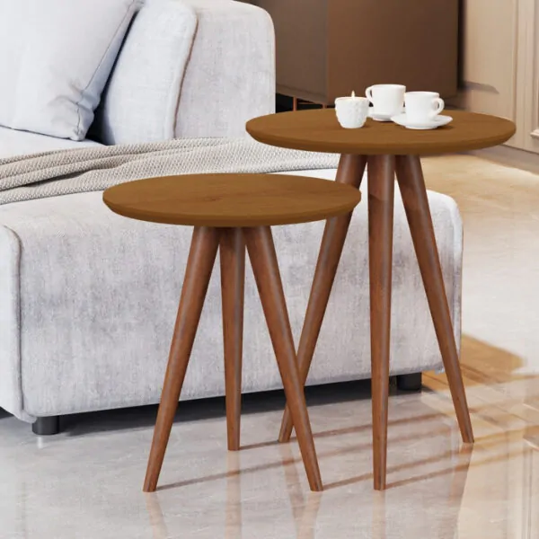 Conjunto Mesa de Apoio 8003 Luxo Tampo 45cm Nature (1)