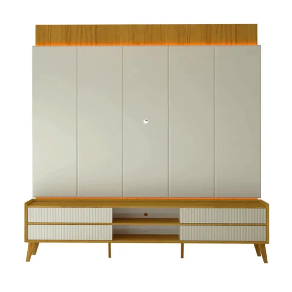 Rack Magnífico 212 Larg. 2.18m + Painel Magnífico 220 C/LED e Detalhe Ripado - Imagem 2