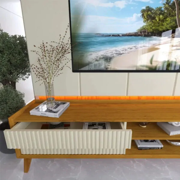 Rack Magnífico 212 Larg. 2.18m + Painel Magnífico 220 C/LED e Detalhe Ripado - Imagem 5