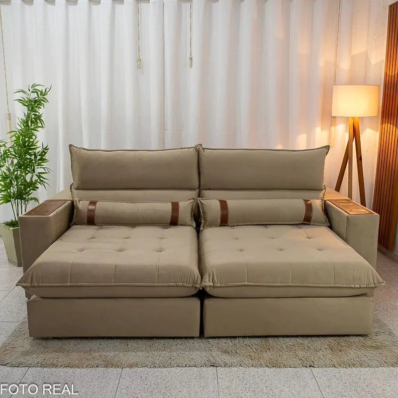 Sofá Retrátil Reclinável Siena 2.50m Veludo - Imagem 3