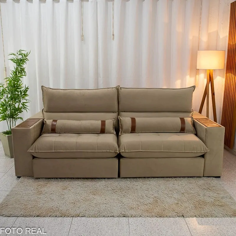 Sofá Retrátil Reclinável Siena 2.50m Veludo - Imagem 5
