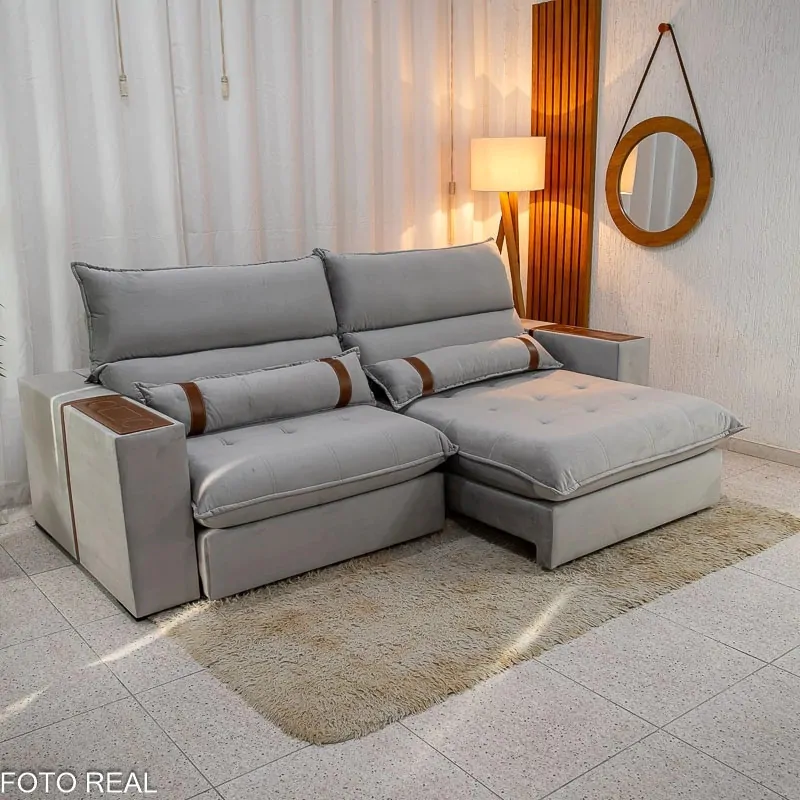 Sofá Retrátil Reclinável Siena 2.50m Veludo - Imagem 2