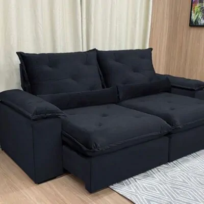Sofá Retrátil Reclinável Orion Plus 2.00m Veludo Preto