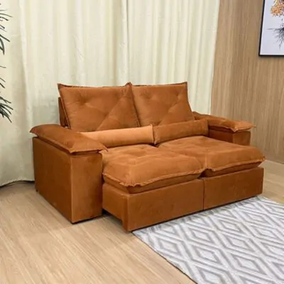 Sofá Retrátil Reclinável Orion Plus 2.00m Veludo Terracota