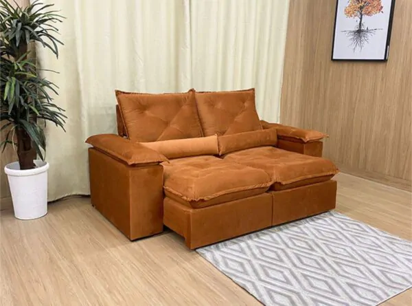Sofá Retrátil Reclinável Orion Plus 2.00m Veludo Terracota